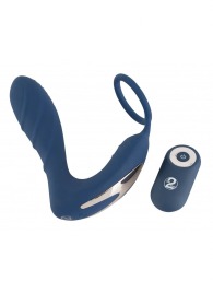 Синий вибростимулятор простаты с кольцом - 14,5 см. - Orion - в Нальчике купить с доставкой