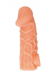 Телесная закрытая насадка с венками Cock Sleeve Size S - 13,8 см. - KOKOS - в Нальчике купить с доставкой Телесная закрытая насадка с венками Cock Sleeve Size S - 13,8 см. - KOKOS - в Нальчике купить с доставкой