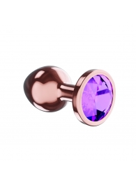 Пробка цвета розового золота с фиолетовым кристаллом Diamond Amethyst Shine S - 7,2 см. - Lola Games - купить с доставкой в Нальчике