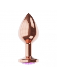 Пробка цвета розового золота с фиолетовым кристаллом Diamond Amethyst Shine S - 7,2 см. - Lola Games - купить с доставкой в Нальчике