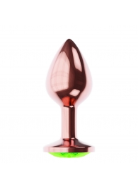 Пробка цвета розового золота с лаймовым кристаллом Diamond Emerald Shine S - 7,2 см. - Lola Games - купить с доставкой в Нальчике