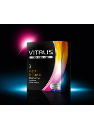 Цветные ароматизированные презервативы VITALIS PREMIUM color   flavor - 3 шт. - Vitalis - купить с доставкой в Нальчике