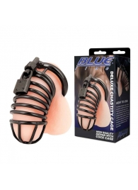 Черная металлическая клетка с замком Deluxe Chastity Cage - BlueLine - купить с доставкой в Нальчике