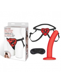 Красный поясной фаллоимитатор Red Heart Strap on Harness   5in Dildo Set - 12,25 см. - Lux Fetish - купить с доставкой в Нальчике