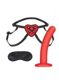 Красный поясной фаллоимитатор Red Heart Strap on Harness   5in Dildo Set - 12,25 см. - Lux Fetish - купить с доставкой в Нальчике