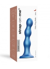 Голубая насадка Strap-On-Me Dildo Plug Balls size L - Strap-on-me - купить с доставкой в Нальчике