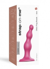 Розовая насадка Strap-On-Me Dildo Plug Beads size S - Strap-on-me - купить с доставкой в Нальчике