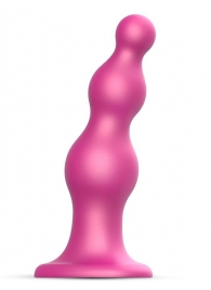 Розовая насадка Strap-On-Me Dildo Plug Beads size S - Strap-on-me - купить с доставкой в Нальчике