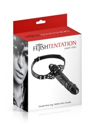 Черный кляп-фаллоимитатор Double Penis Gag - Fetish Tentation - купить с доставкой в Нальчике