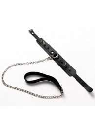 Черный ошейник с шипами и поводком - Crazy Handmade - купить с доставкой в Нальчике