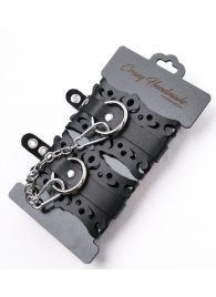 Ажурные наручники из черной кожи - Crazy Handmade - купить с доставкой в Нальчике Ажурные наручники из черной кожи - Crazy Handmade - купить с доставкой в Нальчике