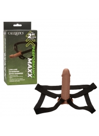 Коричневый фаллопротез Life-Like Extension with Harness - 17,75 см. - California Exotic Novelties - купить с доставкой в Нальчике