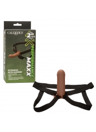 Коричневый фаллопротез из силикона Extension with Harness - 15,75 см. - California Exotic Novelties - купить с доставкой в Нальчике