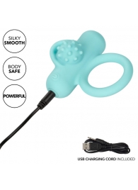 Аквамариновое эрекционное виброкольцо Silicone Rechargeable Nubby Lover’s Delight - California Exotic Novelties - в Нальчике купить с доставкой