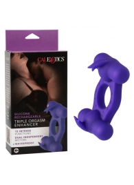 Фиолетовое эрекционное виброкольцо с двумя моторами Silicone Rechargeable Triple Orgasm Enhancer - California Exotic Novelties - в Нальчике купить с доставкой