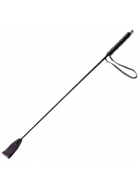 Чёрный стек с кожаной ручкой - 58 см. - Sitabella - купить с доставкой в Нальчике