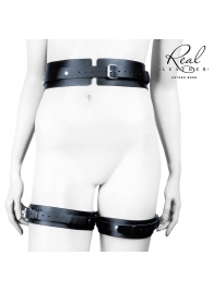 Черный кожаный пояс с гартерами - S-M - Notabu - купить с доставкой в Нальчике