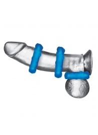 Комплект из трех голубых эрекционных колец 3-Pack Ribbed Rider Cock Ring Set - BlueLine - в Нальчике купить с доставкой