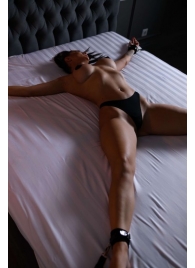 Черный кожаный набор фиксации на кровати Sex Game - БДСМ Арсенал - купить с доставкой в Нальчике