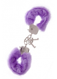 Фиолетовые меховые наручники METAL HANDCUFF WITH PLUSH LAVENDER - Dream Toys - купить с доставкой в Нальчике