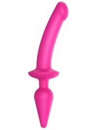 Ярко-розовый двусторонний фаллоимитатор Switch Plug-In Semi-Realistic Size L - Strap-on-me купить с доставкой в интернет-магазине Orgasmix в Нальчике Ярко-розовый двусторонний фаллоимитатор Switch Plug-In Semi-Realistic Size L - Strap-on-me