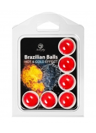 Набор из 6 шариков с массажным маслом Brazilian Balls с охлаждающим и разогревающим эффектом - Secret Play - купить с доставкой в Нальчике