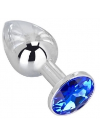 Анальное украшение BUTT PLUG  Small с синим кристаллом - 7 см. - Anal Jewelry Plug - купить с доставкой в Нальчике