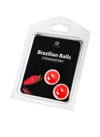 Набор из 2 шариков с массажным маслом Brazilian Balls с ароматом клубники - Secret Play - купить с доставкой в Нальчике