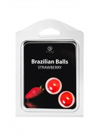 Набор из 2 шариков с массажным маслом Brazilian Balls с ароматом клубники - Secret Play - купить с доставкой в Нальчике