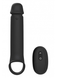 Черная насадка-удлинитель с вибрацией Vibrating Extender With Remote - Dream Toys - в Нальчике купить с доставкой