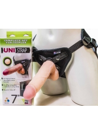 Страпон-унисекс с двумя насадками UNI strap 7  Harness - 19 и 16 см. - LOVETOY (А-Полимер) - купить с доставкой в Нальчике