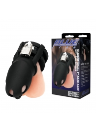 Черная клетка для пениса Silicone Small 2 in Cock Cage With Ball Divider - BlueLine - купить с доставкой в Нальчике