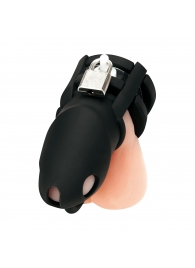 Черная клетка для пениса Silicone Small 2 in Cock Cage With Ball Divider - BlueLine - купить с доставкой в Нальчике
