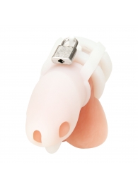 Белая клетка для пениса Silicone Small 2 in Cock Cage With Ball Divider - BlueLine - купить с доставкой в Нальчике