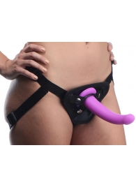 Лиловый поясной страпон Navigator Silicone G-Spot Dildo with Harness - 17,8 см. - XR Brands - купить с доставкой в Нальчике