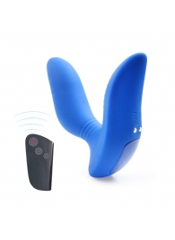 Синий вибромассажер простаты 3,5’’ Remote Control Curve P-spot Massager - 12 см. - Erokay - в Нальчике купить с доставкой