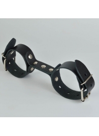 Черные кожаные наручники-фиксатор - Sitabella - купить с доставкой в Нальчике