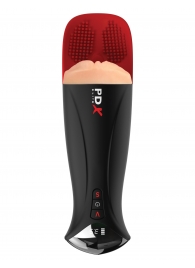 Телесный мастурбатор-вагина в черной колбе с вибрацией Fuck-O-Matic Pro XL - Pipedream - в Нальчике купить с доставкой