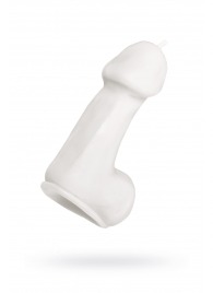Белая свеча в форме пениса - 47 гр. - Pecado - купить с доставкой в Нальчике