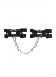 Черные кожаные оковы из двух ремешков - Pecado - купить с доставкой в Нальчике