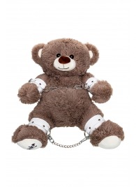 Бондажный набор: бурый мишка с белыми оковами и наручниками - Pecado - купить с доставкой в Нальчике