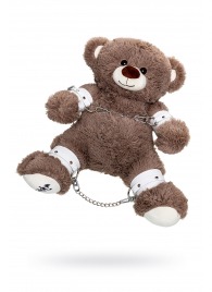 Бондажный набор: бурый мишка с белыми оковами и наручниками - Pecado - купить с доставкой в Нальчике