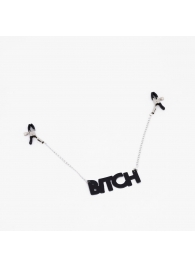 Зажимы на соски с кожаной подвеской Bitch - Crazy Handmade - купить с доставкой в Нальчике