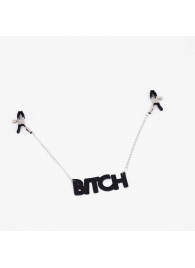 Зажимы на соски с кожаной подвеской Bitch - Crazy Handmade - купить с доставкой в Нальчике
