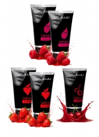 Набор из 5 съедобных лубрикантов JUJU (клубника х 2, малина х 2, вишня) - JuJu - купить с доставкой в Нальчике Набор из 5 съедобных лубрикантов JUJU (клубника х 2, малина х 2, вишня) - JuJu - купить с доставкой в Нальчике