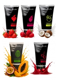 Набор из 5 съедобных лубрикантов JUJU (клубника, малина, тропические фрукты, вишня, кокос) - JuJu - купить с доставкой в Нальчике Набор из 5 съедобных лубрикантов JUJU (клубника, малина, тропические фрукты, вишня, кокос) - JuJu - купить с доставкой в Нальчике