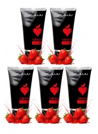 Набор из 5 съедобных лубрикантов JUJU со вкусом клубники - JuJu - купить с доставкой в Нальчике Набор из 5 съедобных лубрикантов JUJU со вкусом клубники - JuJu - купить с доставкой в Нальчике