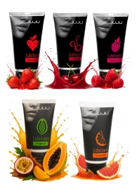 Набор из 5 съедобных лубрикантов JUJU (клубника, малина, тропические фрукты, вишня, грейпфрут) - JuJu - купить с доставкой в Нальчике Набор из 5 съедобных лубрикантов JUJU (клубника, малина, тропические фрукты, вишня, грейпфрут) - JuJu - купить с доставкой в Нальчике