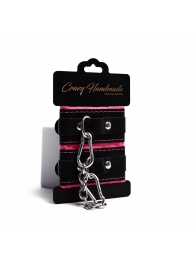 Черно-розовые скругленные наручники с мягкой подкладкой - Crazy Handmade - купить с доставкой в Нальчике