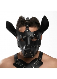 Черная кожаная маска «Собака» - Crazy Handmade - купить с доставкой в Нальчике